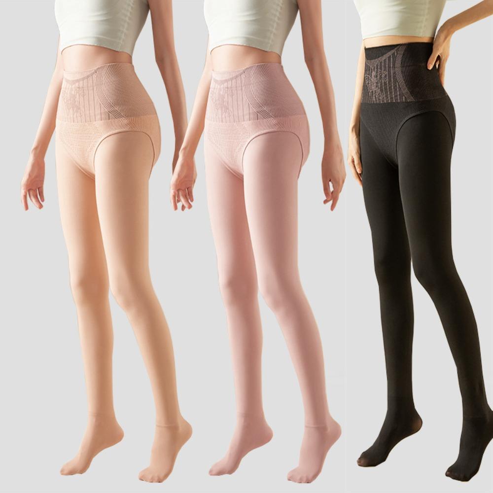 Thigh-high waisted tights leggings Autumn and winter thigh-low with fleece nude pantyhose
