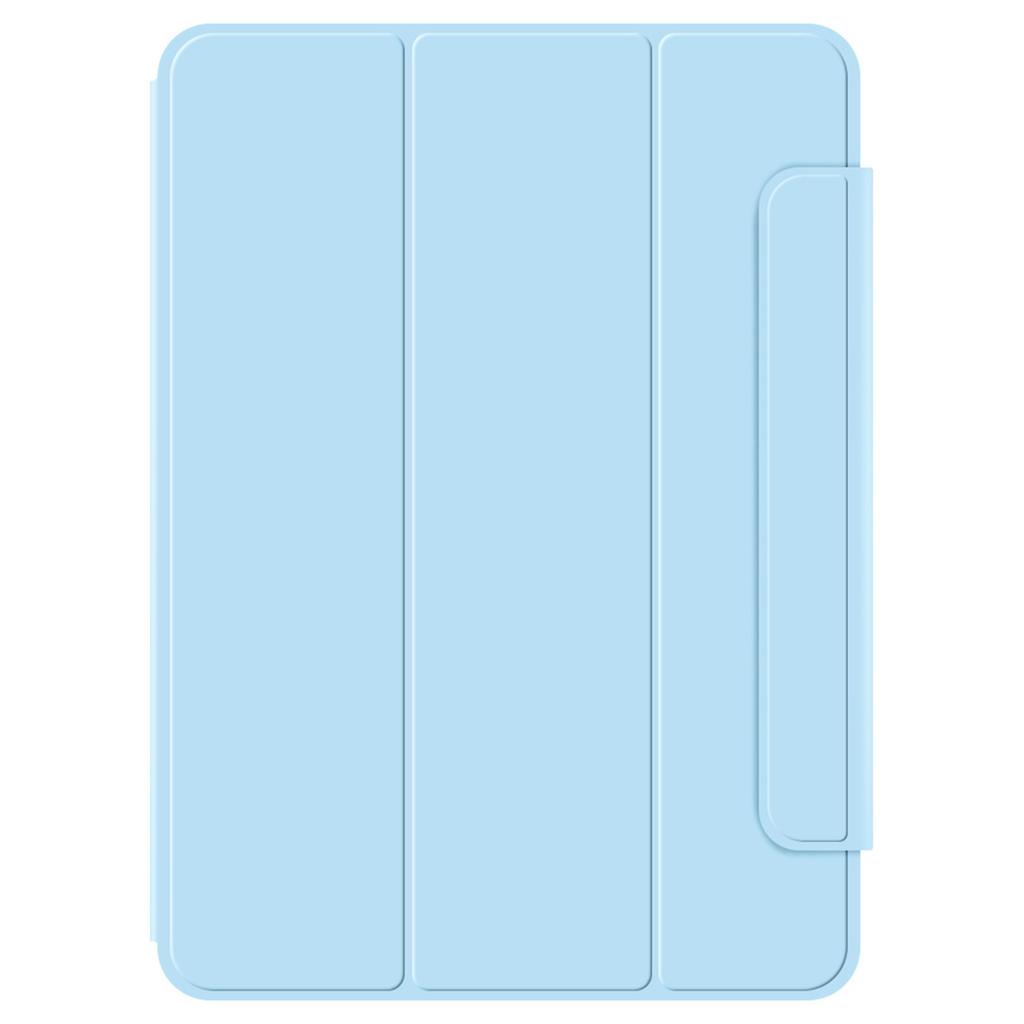 For iPad Pro 11 (2024) (M4) Case Magnetic Attachment PU Leather Drop-Proof Tablet Cover with Tri-Fold Stand