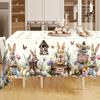 1pc Easter Bunny & Egg Tablecloth, Wrinkle-Resistant, Machine Washable, Scalloped Edge, Animal Print, Rectangle for Home, Picnic