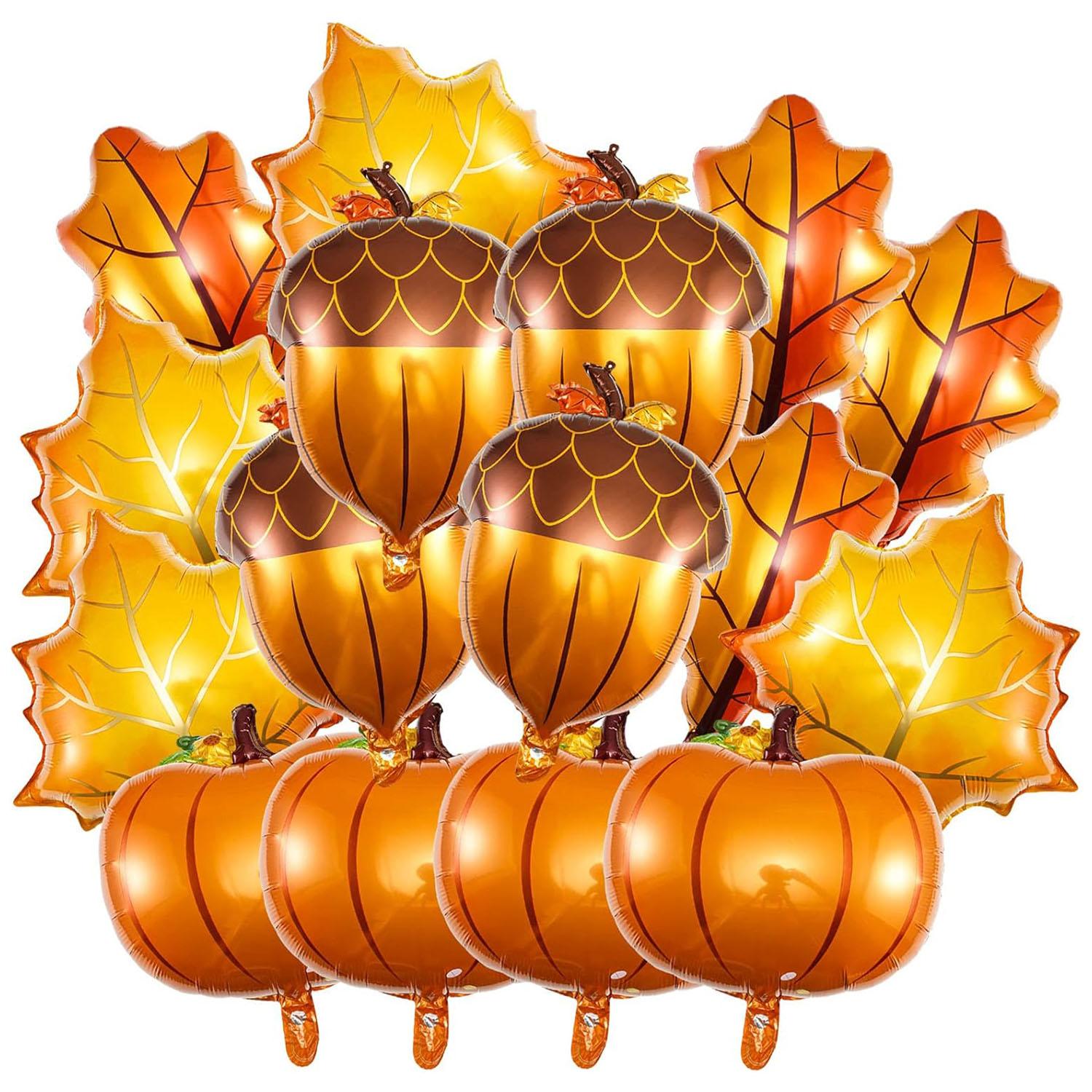 

16 Pcs Fall Balloons Thanksgiving Balloons Foil Balloons Pumpkin Acorn Maple Leaf Balloons for Birthday Wedding Party Supplies Other