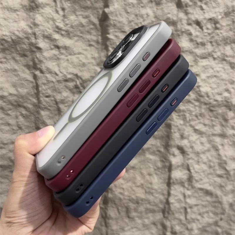 Matte Magnetic Phone Case For Air 17 16 15 14 12 11 13 Pro Max Plus For Magsafe Wireless Charging Protect Cover