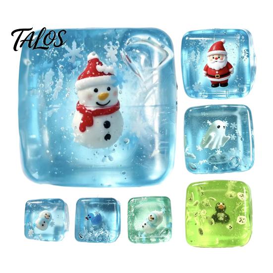 Anxiety Relief Ice Cube Toy Christmas Squeeze Toy, Stress Sensory for Halloween, Soft Clear Pinch