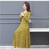 Luxury Floral Jacquard Round Neck Long Sleeve Maxi Dress for Mothers Elegant Ballroom Dance Dress