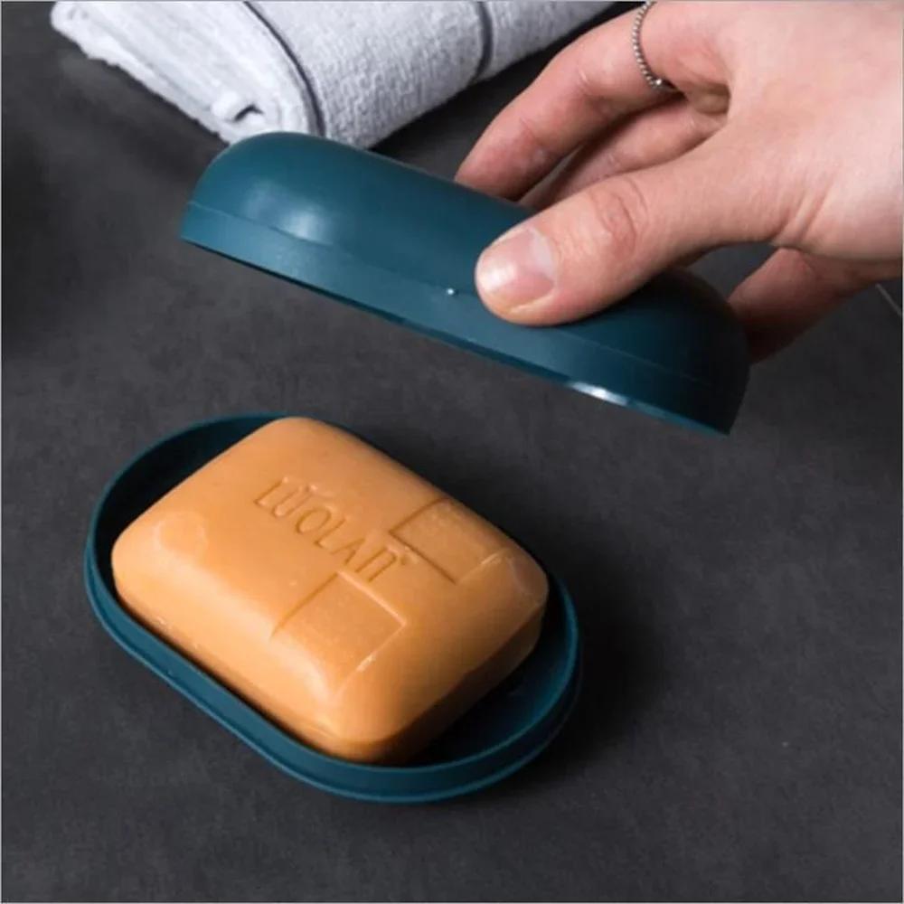 Portable Plastic Soap Protector Case for Bathroom Shower, 1 Pcs Storage Holder Plate Tray Dish for Home and Travel