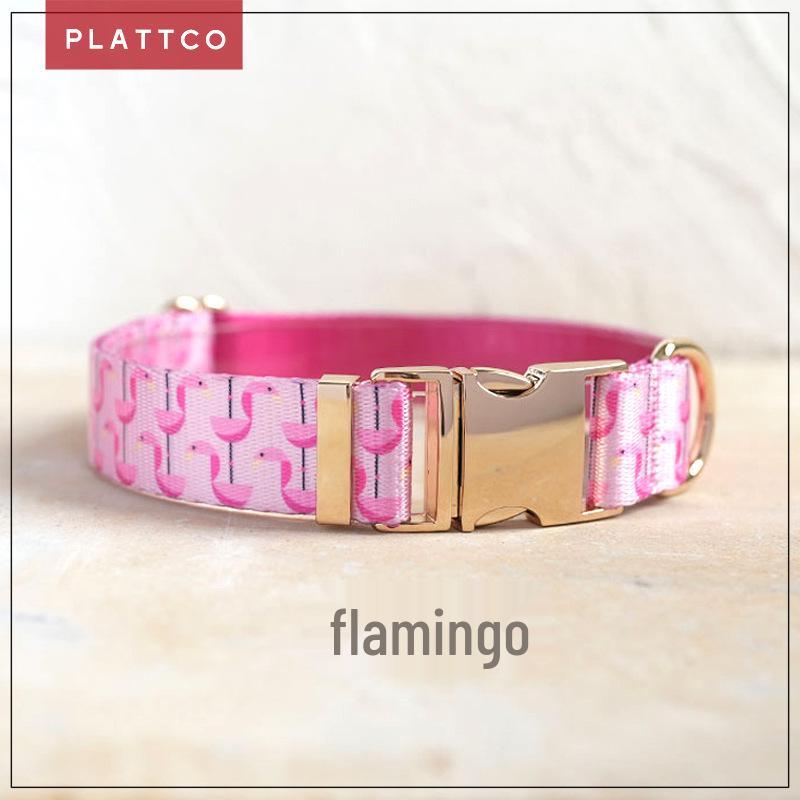 Plattco Pink Flamingo Dog Collar Leash Set