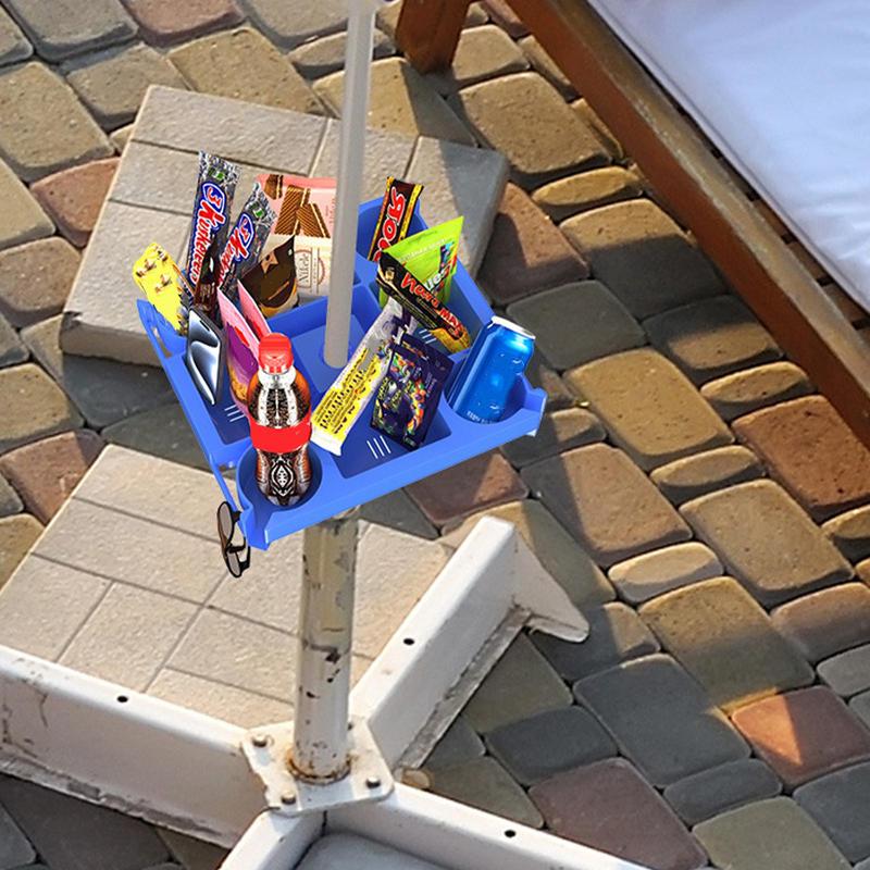 Beach Umbrella Table Tray Portable Beach Drink Holder Beach Tray With 4 Cup Holders Lightweight Beach Cup Holders Swimming Pool