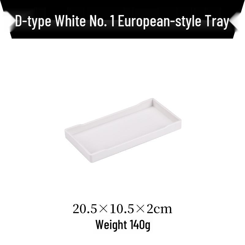 Rectangular Melamine Porcelain-Style Tableware Tray: Bread, Fruit, Cake, Tea Cup, Plate.