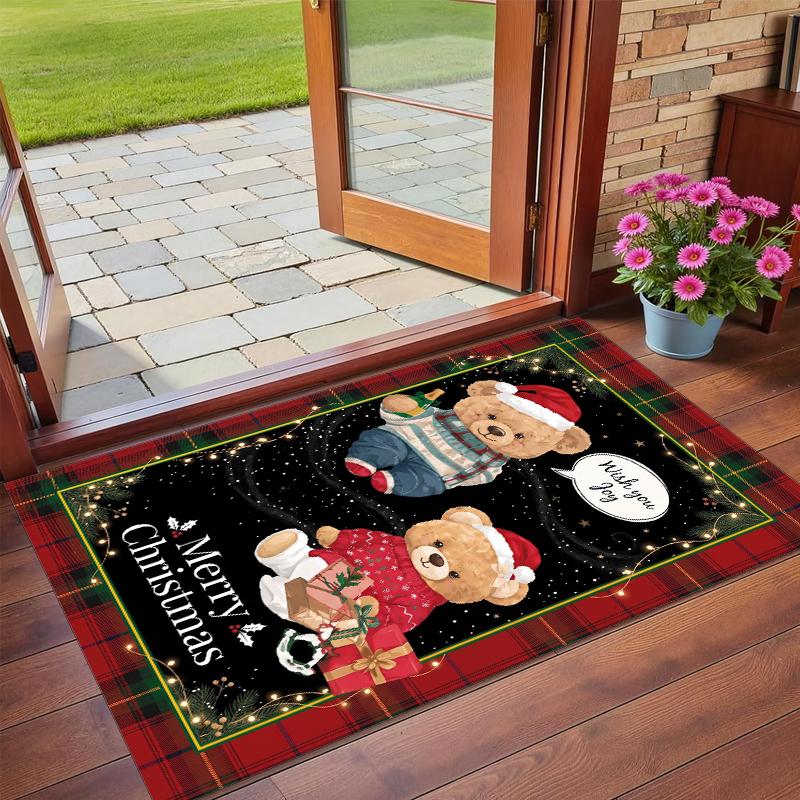Christmas Printed Square Area Rug Soft Non Slip Floor Carpet For Bedroom Holiday Gift