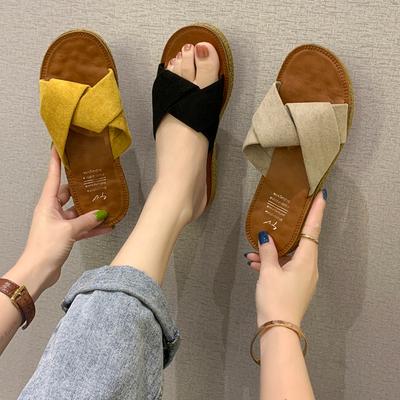 Fashion Summer New Designer Slippers for Women Fashion Casual Suede Flat Slipper Shoes Female