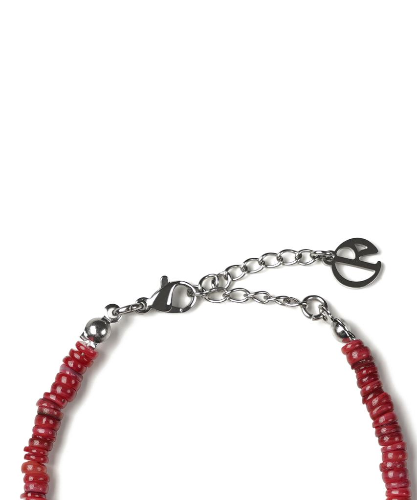 Decoroso Unisex Minimal Mother-Of-Pearl Bead Bracelet [Deep Red]