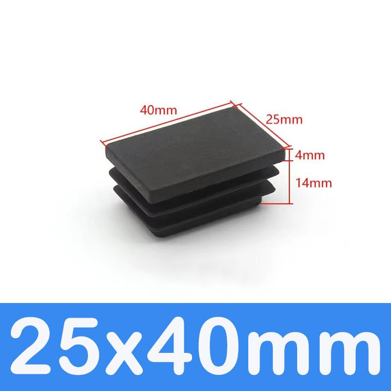 Rechthoekige Buis Dop Inzetstukken Zwart Plastic Afsluitdoppen 10x15mm-60x100mm Meubels Tafels Stoelen Voetdoppen