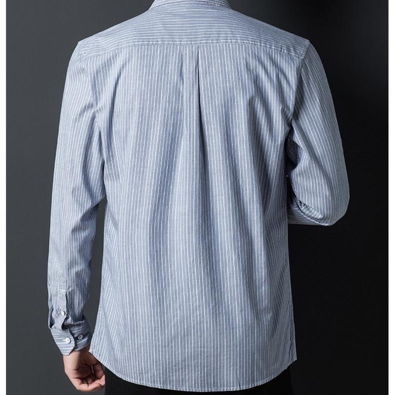Camisa de manga larga a rayas de corte entallado para hombre