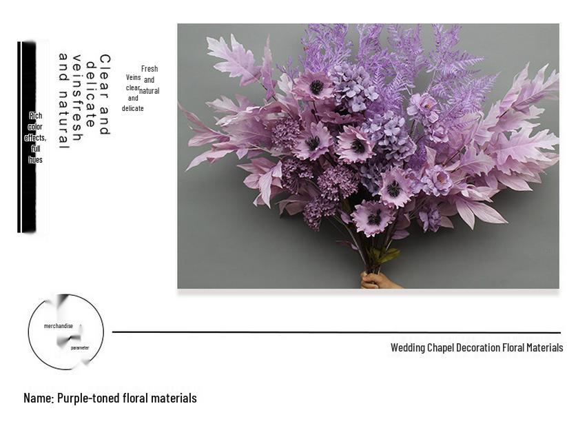 10-Piece Purple Floral Artificial Flower Set for Wedding and Aisle Decor