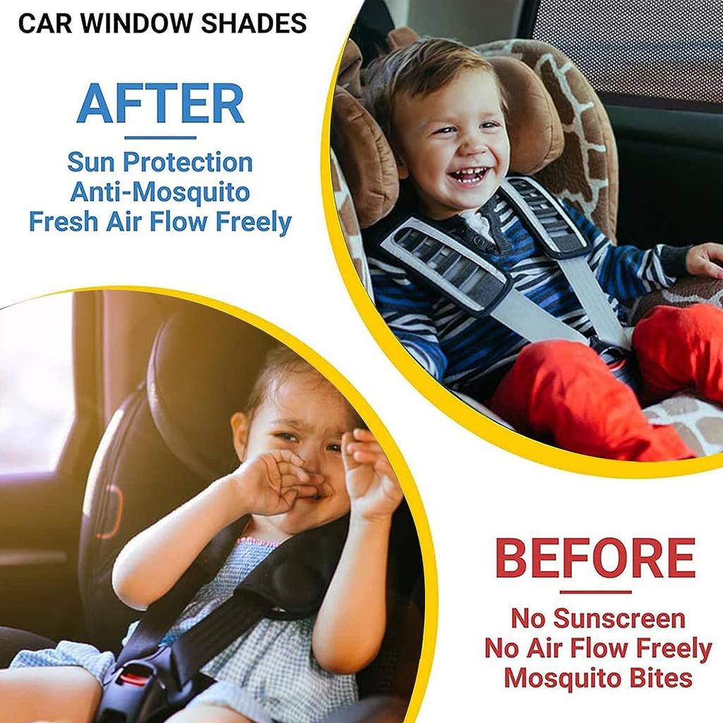 2 Stück Sonnenschutz Auto Seitenfenster-Bildschirm Universal Sonnenblende Netz für Seitenfenster Mesh-Material Baby Kinder Haustiere Verdunkelungsschutz Privatsphäre