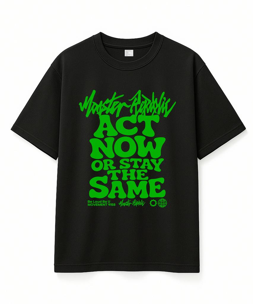 MONSTER REPUBLIC Act Now Light Green T-Shirt Black_9158