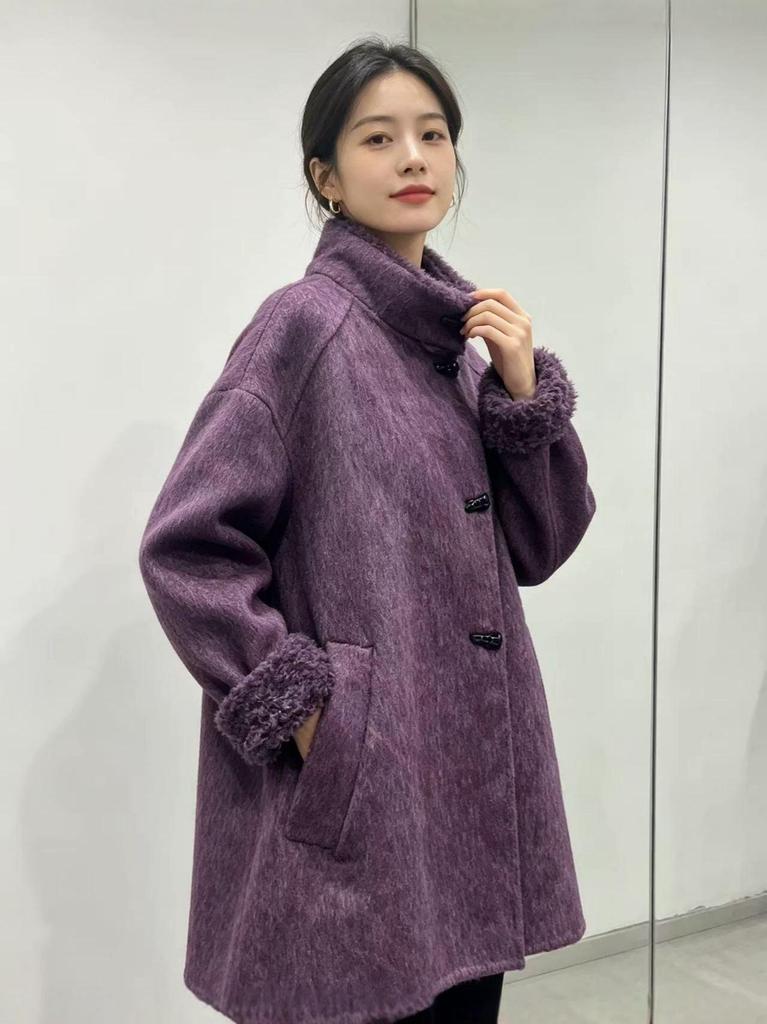 2026 Autumn/Winter Retro High-End Stand Collar Wool Coat