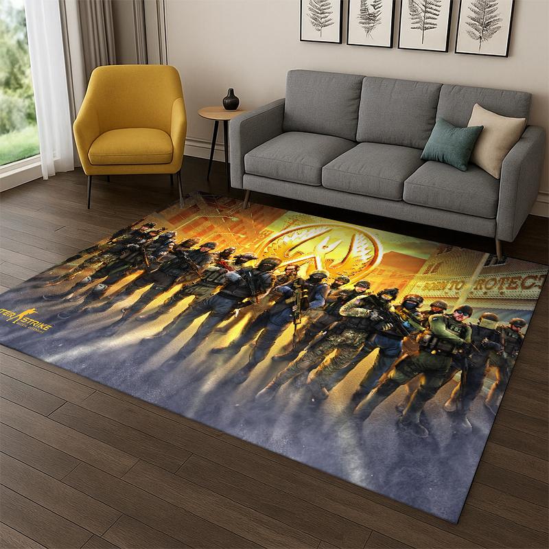 Counter Strike CS GO Game Gamer Carpet Rug for Bedroom Living Room Sofa Playroom Doormat Home Decor,Kid Play Area Rug Non-slip