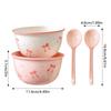 Pink Ceramic Bowl Spoon Set with Unique Underglaze Color Bowknot Pattern Suitable for Ice Cream Soup Rice