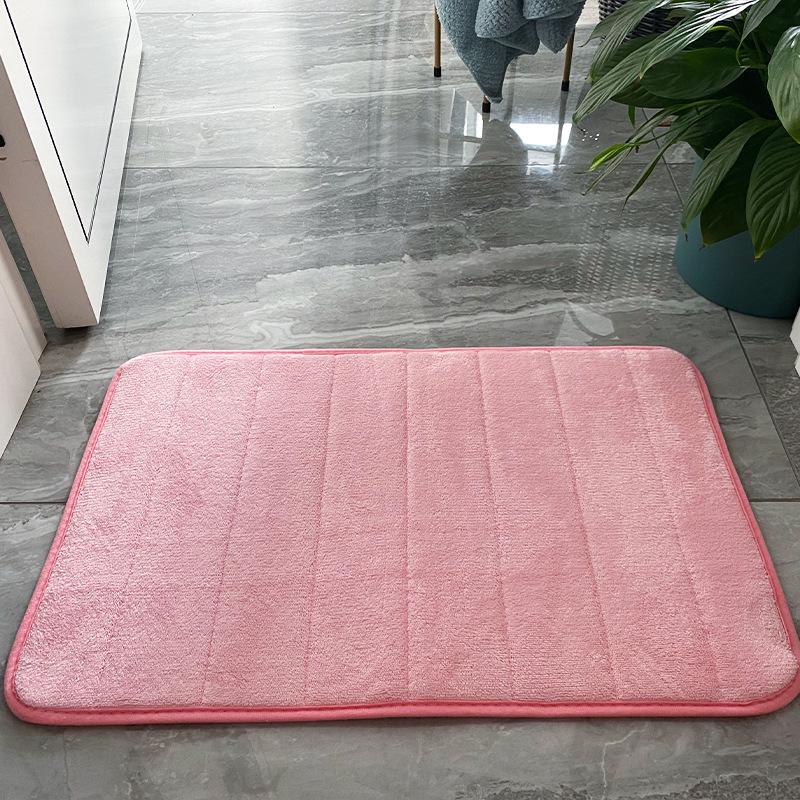 Quilted Coral Fleece Floor Mats: Perfect for Bedroom, Entrance, Bathroom, and Toilet; Absorbent, Embroidered Design.