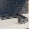 Day and Night - Day and Night Garden Furniture 10 Pieces and Gray Pine Wood Cushions