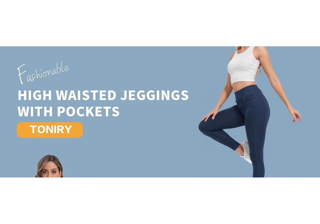 European & American Style High-Waisted Pocket Denim Yoga Pants