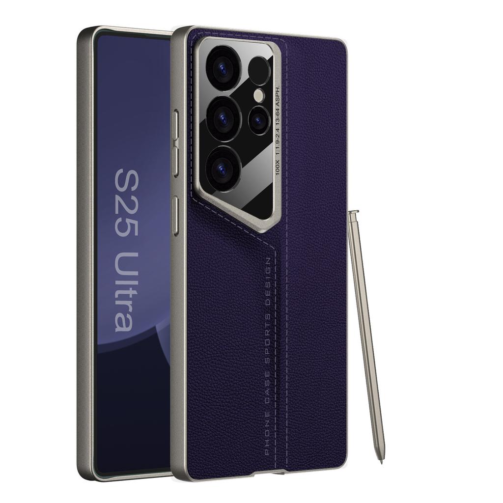 Samsung S25ultra Mobile Phone Case Suitable for S25Ultra Blade Plain Leather Protective Case Fashionable Anti Fall