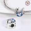 Original Copper Charms Luxury Horseshoe Blue Butterfly Pendant Beads Fit Bracelet Diy Women Making Delicate Gift