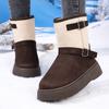 Fashion Fashion Mix Color Thick Bottom Snow Boots Women 2025 Winter Warm Plush Non Slip Ankle Boots Metal Bucket Furry Designer Shoes 42