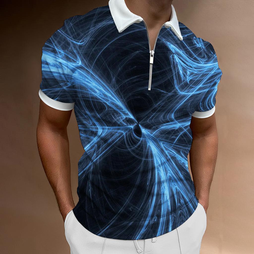 Men's Printed T-shirt, Short Sleeved Polo Shirt, Luxurious Style, Quick Drying, Oversized Top
