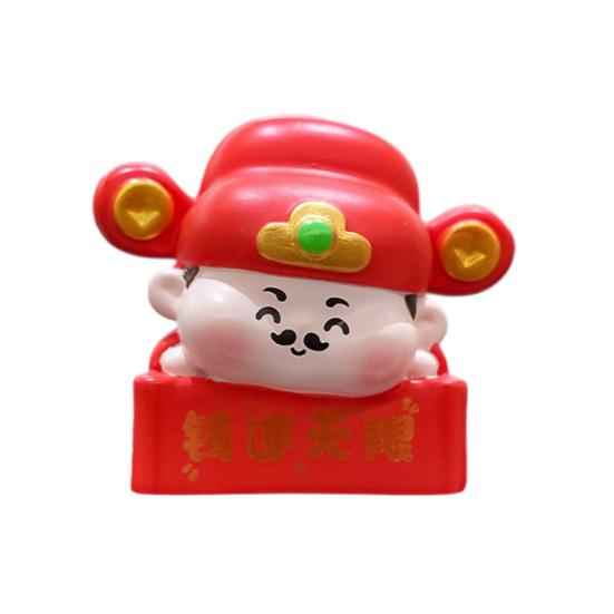 1/4Pcs God of Wealth Figurine Computer Monitor Decoration Cartoon Chinese Immortals Statue Resin Sculpture Car Dashboard Ornament