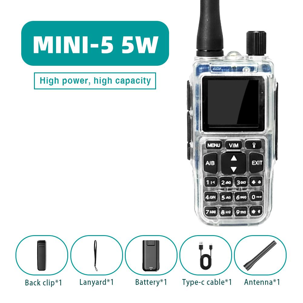 Mini Pocket Bao, Baofeng MINI-5 Walkie-Talkie UV Dual-Segment Full-Segment Bluetooth FM One-Button Frequency Go On Road Trip
