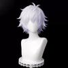 HAIRJOY Synthetic Hair Jujutsu Kaisen Gojo Satoru Cosplay Wigs Short Curly White Cosplay Wig Rose Net