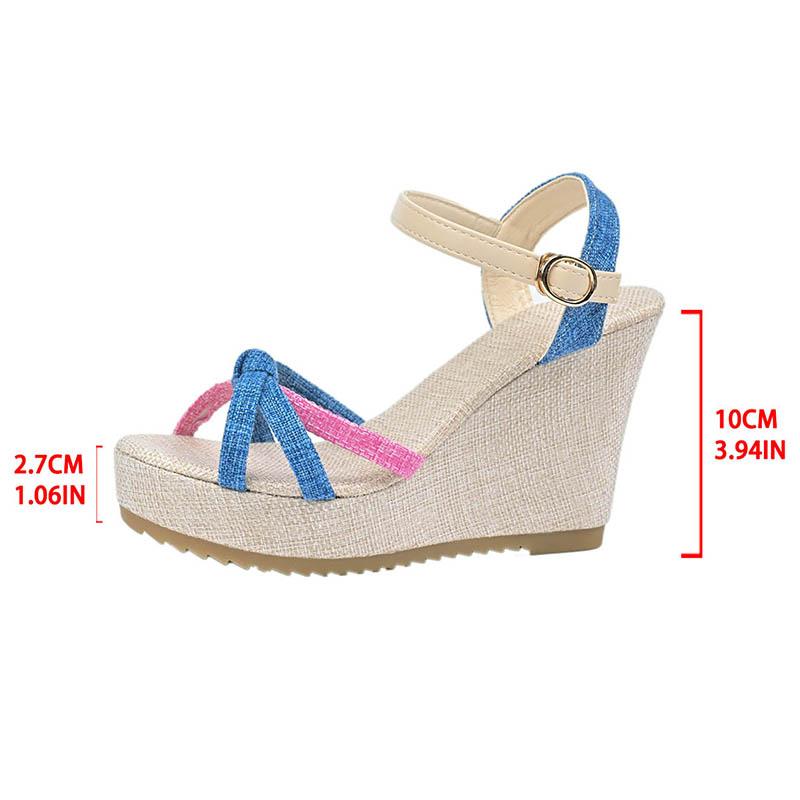 Fashion Denim Cross Strap Wedge Sandals for Women Thick Sole Mix Color Gladiator Shoes Woman 2025 Summer Fashion Chunky Platform Sandals