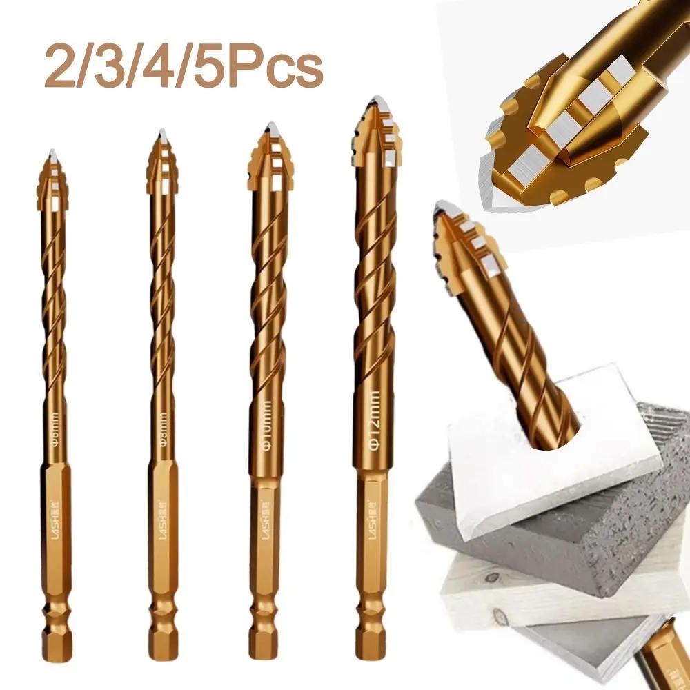2/3/4/5Pcs Four-Edged Eccentric Drill Bit Serrated Skewed Head Concrete Drill Bit Set High Hardness