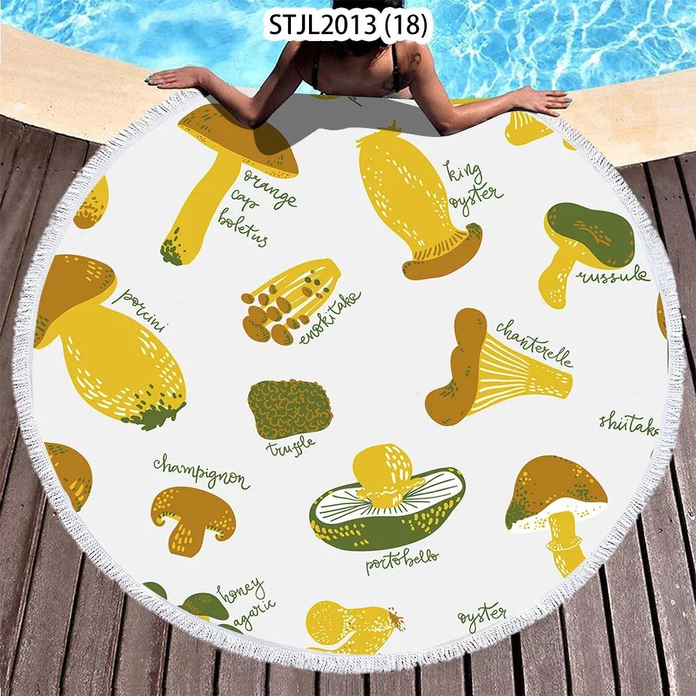 Mushroom Pattern Plant Horse Riding Printed Beach Towel Microfiber Digital Swimming Pool Beach Towel Blanket Shower Beach Towel