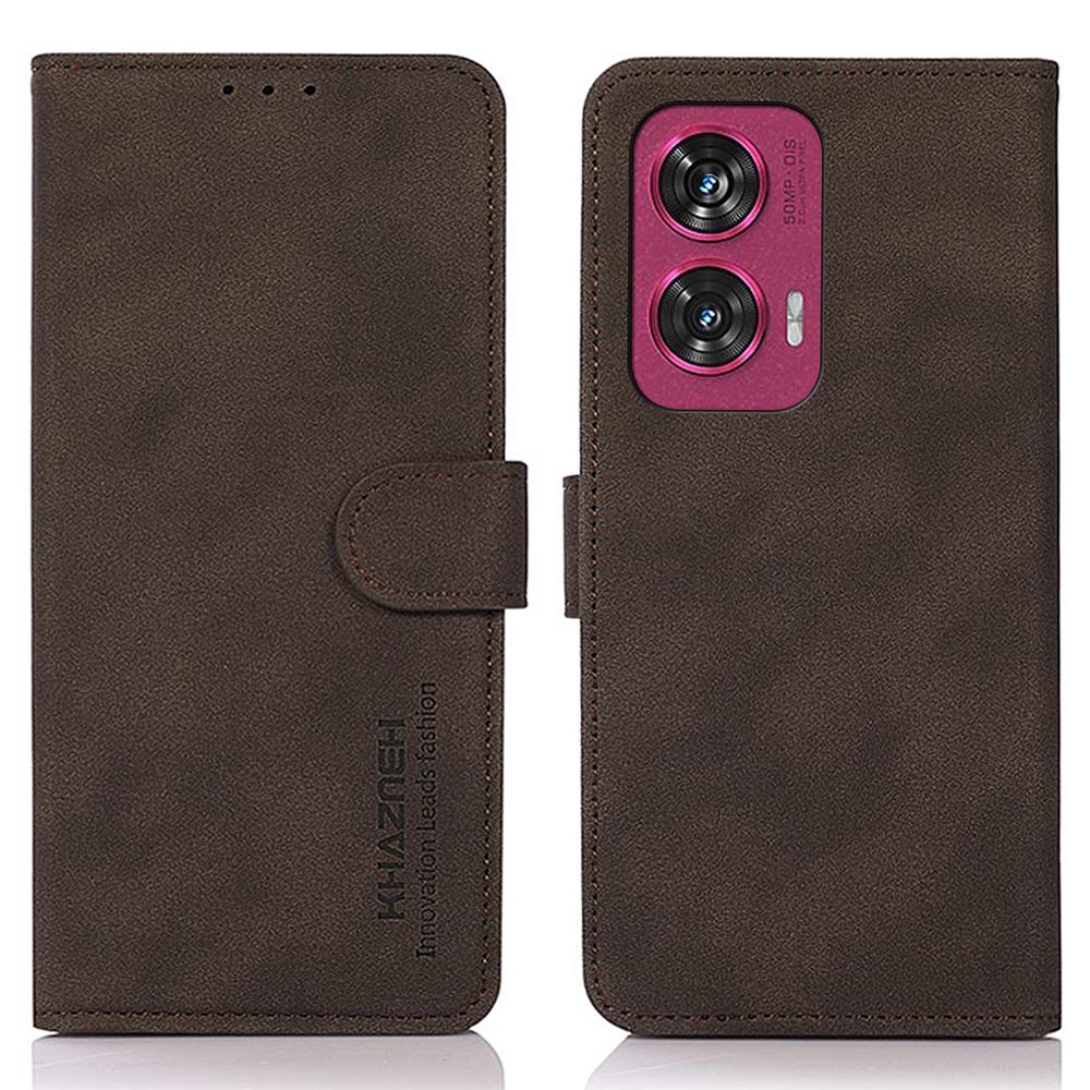 KHAZNEH For Motorola Edge 50 Fusion 5G Case Texture Leather Soft Touch Magnetic Flip Phone Cover