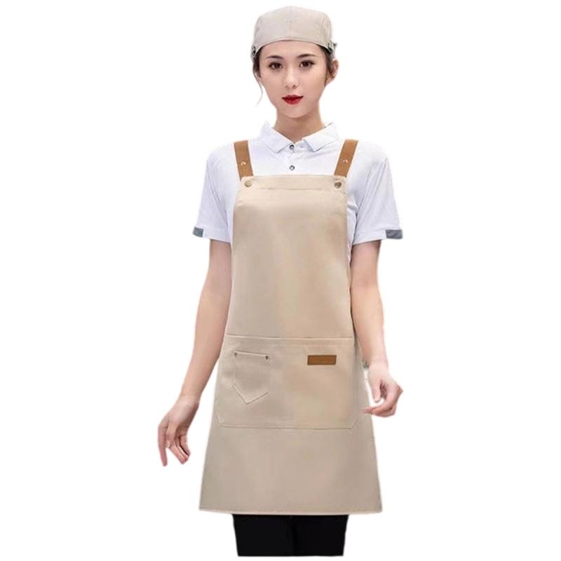Kitchen Apron Splashproof Design Comfort Adjustable Strap Workwear Bib Apron with Pockets For Cooking And Servers