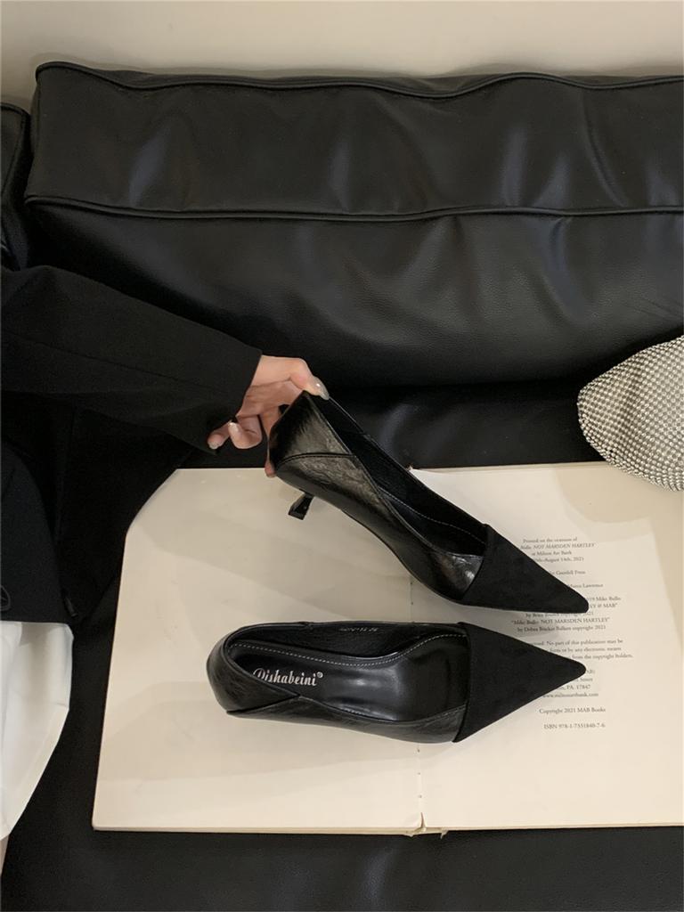 High heels women's thin heels are not tired of feet 2025 spring new beautiful red shoes pointed French single shoes