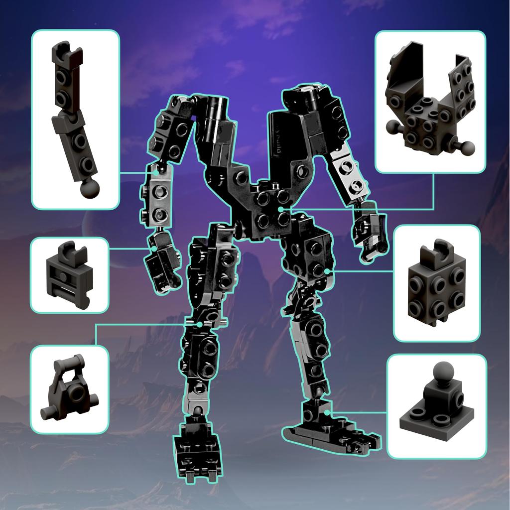 MyBuild Sci-Fi Cage 5027 - Blue Armor Mech with Great Sword Movable Robot Model Ages 14+