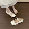 Square head bow ballet shoes women's summer 2025 new French sweet with skirt inner height increase Mary Jane shoes