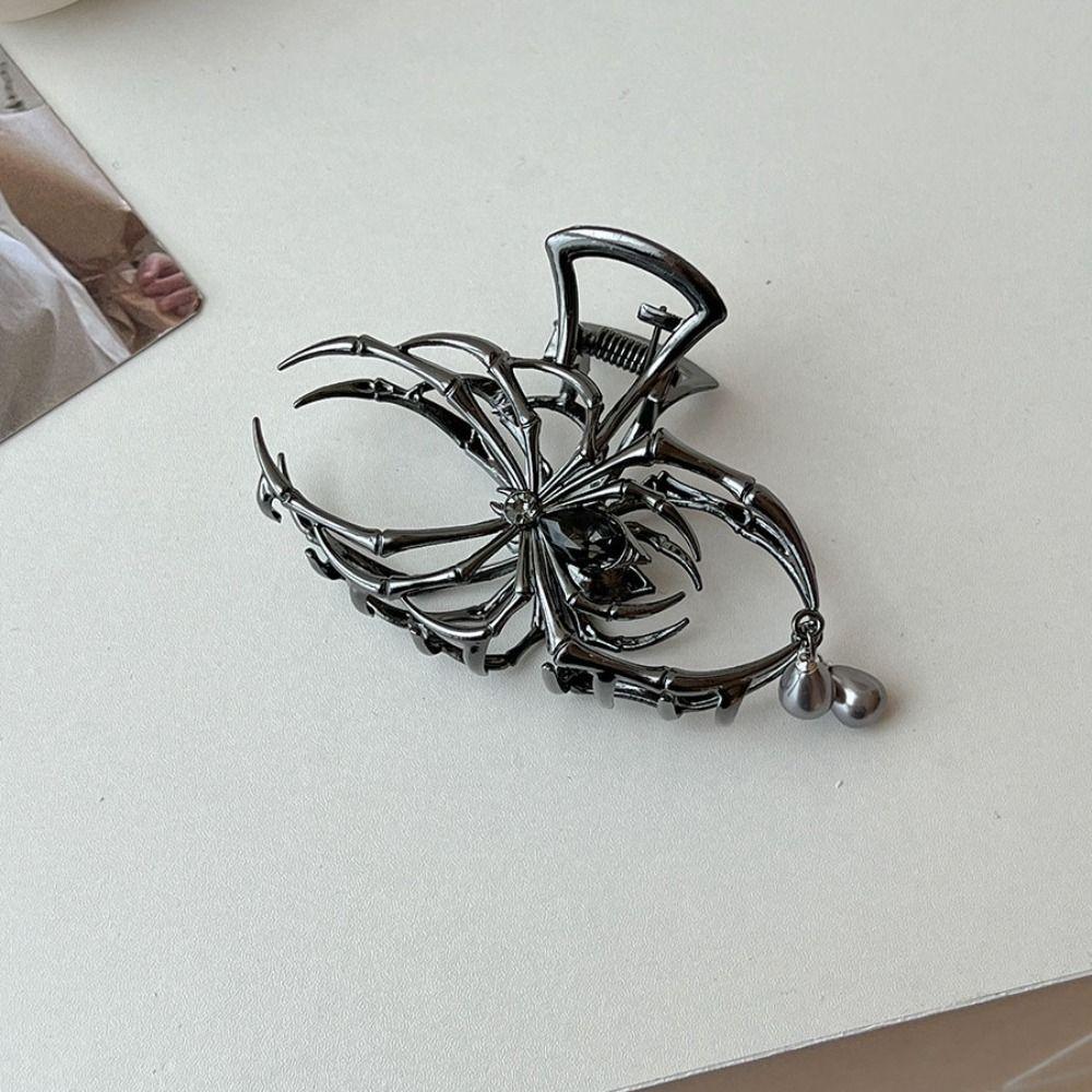 Hollow Spider Hair Claw rhinestone Metal Hair Claw Simple Large Shark Clip Halloween