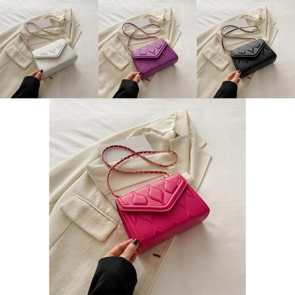 Stylish Black White Purple And Fuchsia Crossbody Chain Bag For Trendy Casual Outfits With Versatile Chic Design