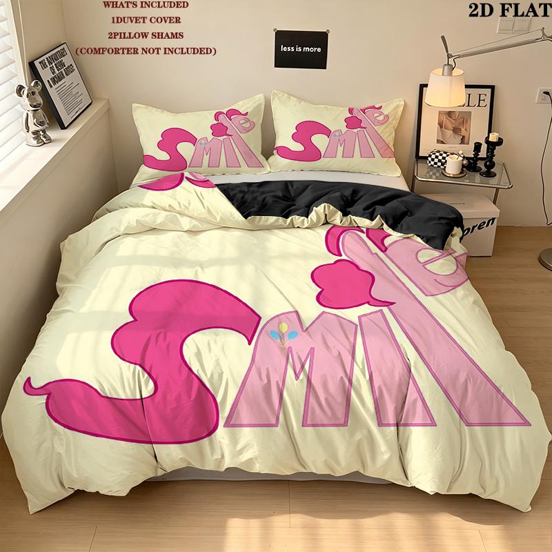Pinkie Pie Pattern Bedding Home Decoration Birthday Gift ( 1 duvet cover + 2 pillowcase, without core),fan merchandise.