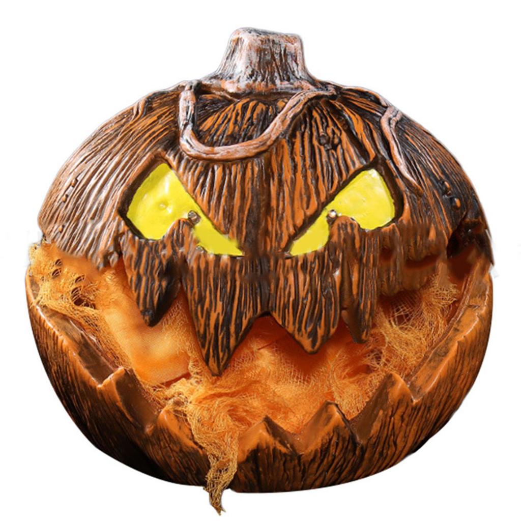 Brandneu Für Halloween-Dekoration Kürbiskopf-Dekor Horror-Ornament Sprachaktiviert Ohne Batterien 1 Stück 21*20*20cm