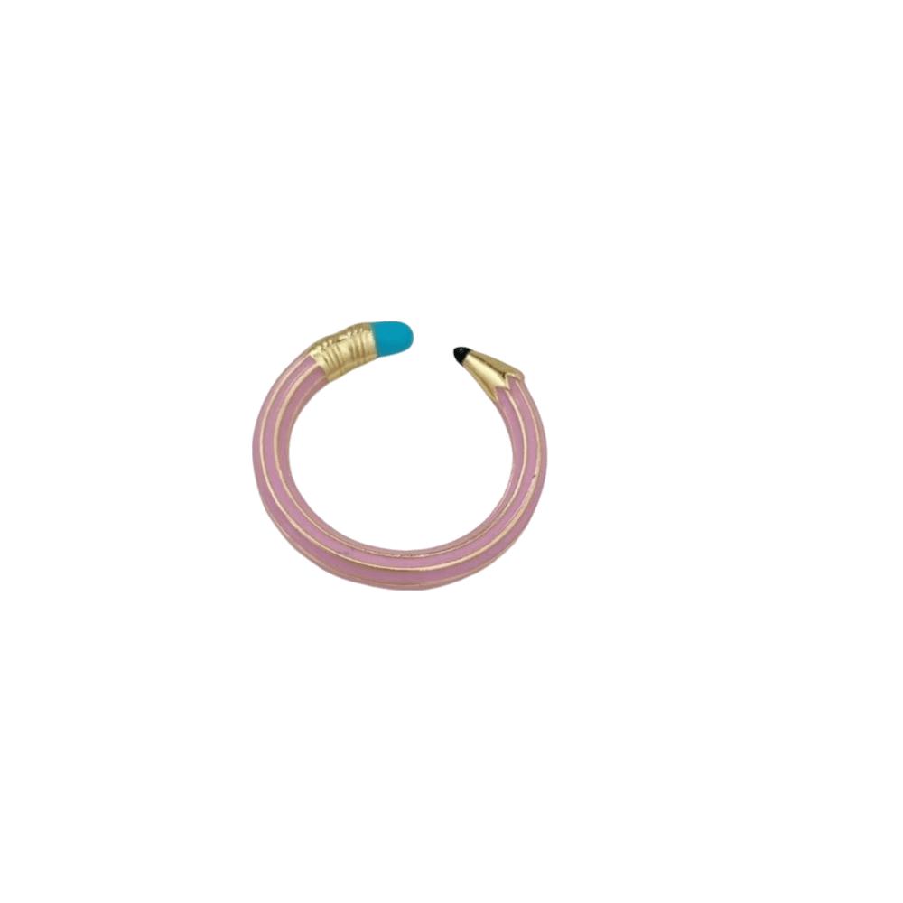 Funny Colorful Enamel Ring Minimalist Style Finger Ring Pencil Shaped Open Ring Theme Party