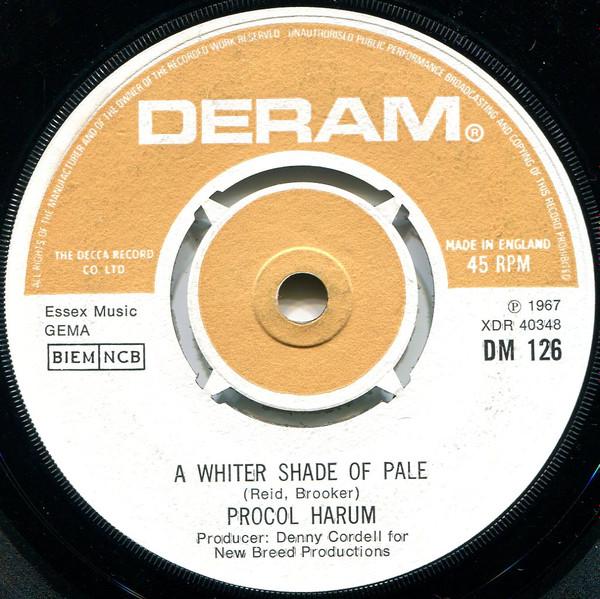 

7inch Record PROCOL HARUM - A Whiter Shade Of Pale DM126 Deram 1967 UK Rock Used
