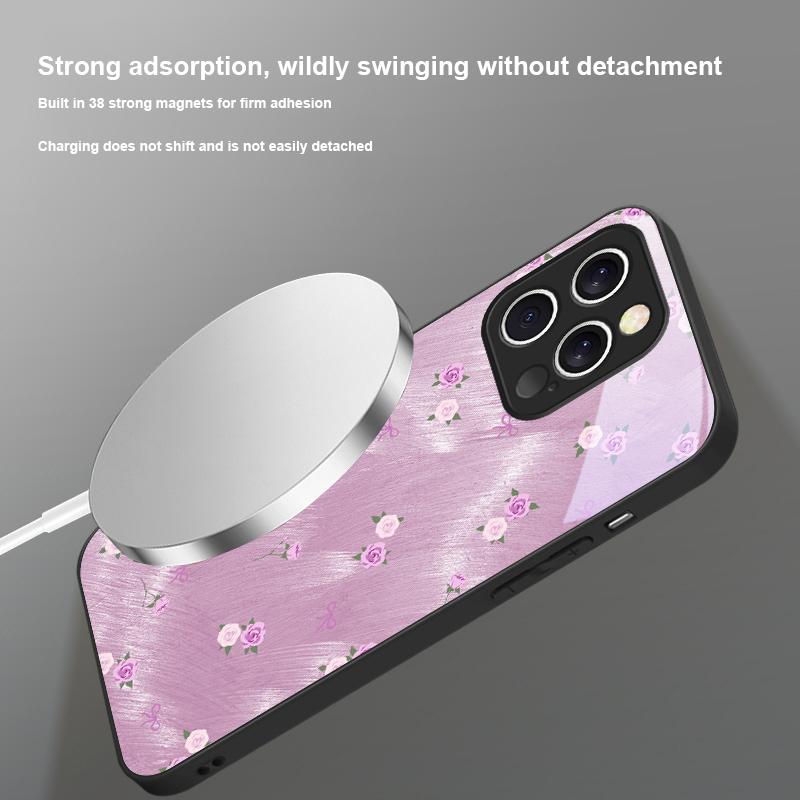 Gradient Yellow Rose For iPhone 17 Pro Max 16 E 15 14 13 Plus 12 mini 11 17 Air XR Xs Max 7 Plus Magsafe Glass Phone Case