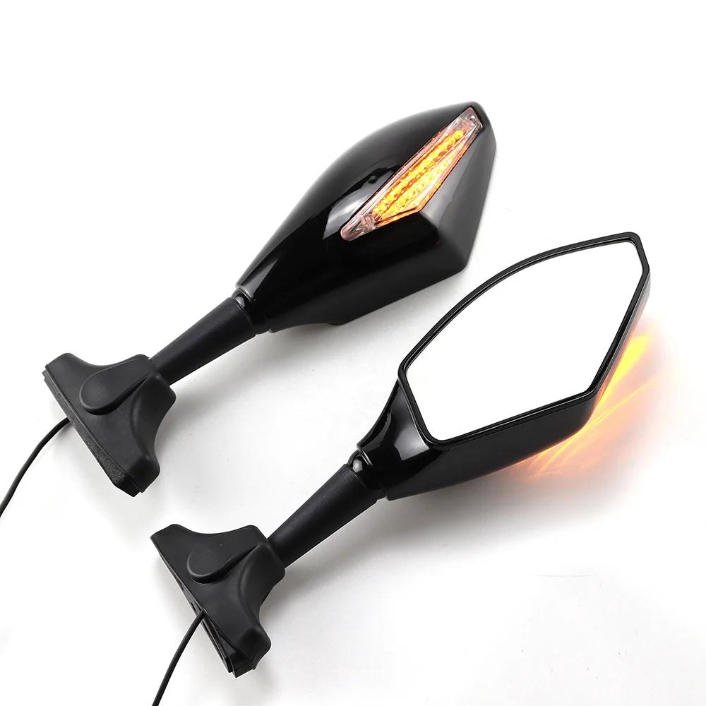 2026 New 1 Pair for Universal Motorcycle Side Rearview Mirrors with Amber LED Indicator Lights чёрный