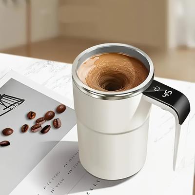 Cana de cafea inteligentă, alimentată prin USB, cu agitare magnetică și afișare a temperaturii - Filtru electric de picurare din oțel inoxidabil de 12,85 oz pentru lapte,