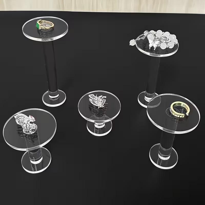 WTEMPO Modern Acrylic Round Display Stands for Jewelry and Collectibles Transparent Multi-Tiered Riser Holders for Watches Bracelets Necklaces